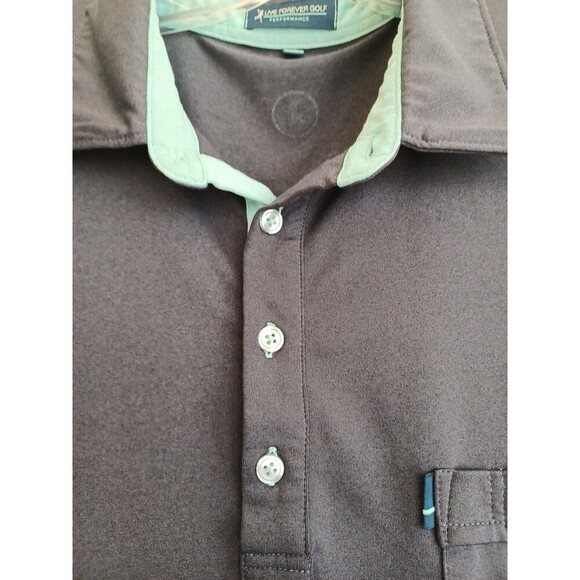 Live Forever Performance golf shirt mens XL navy pocket short sl. sporty office - Picture 3 of 9